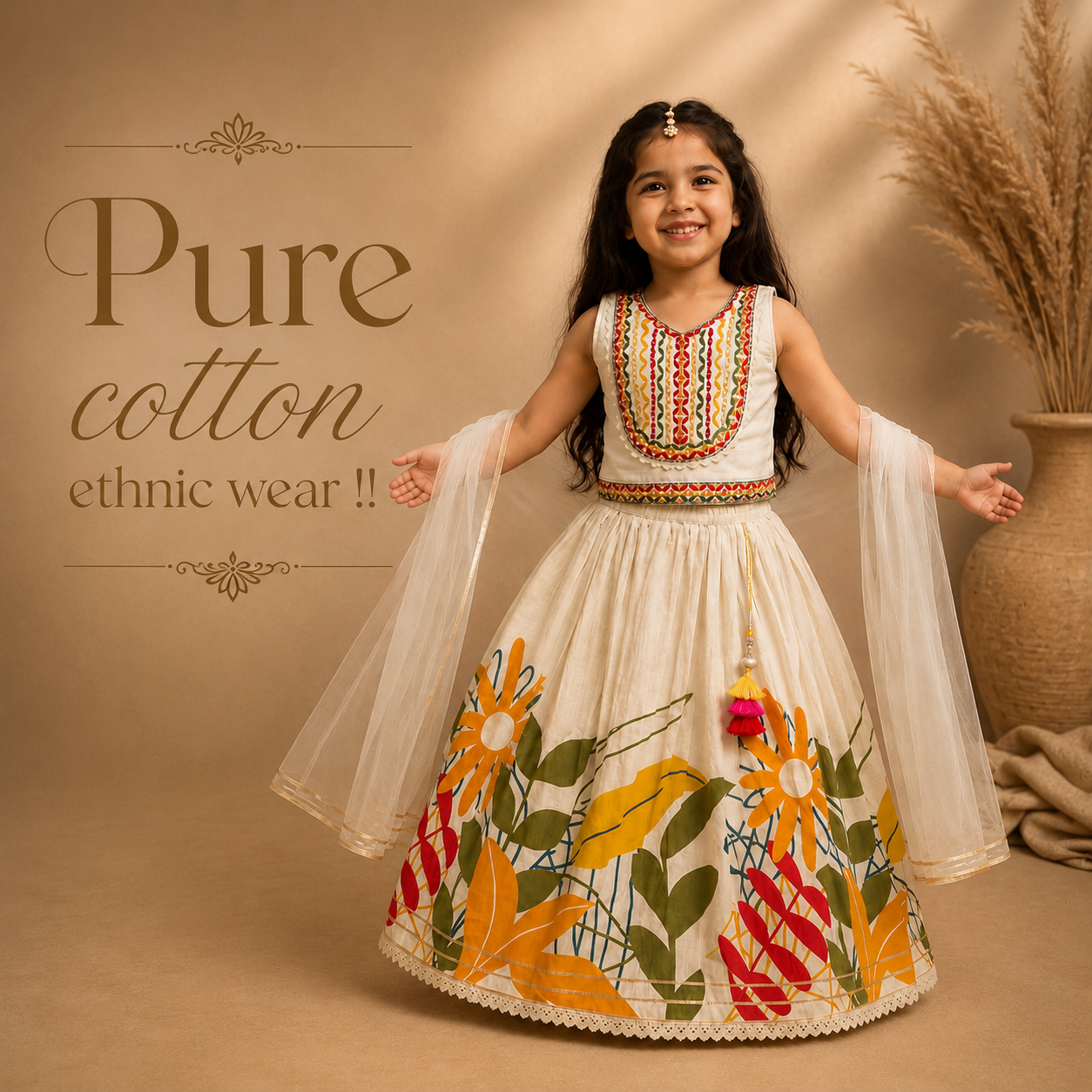Pure Cotton Ethnicwear - Crop Top Cream