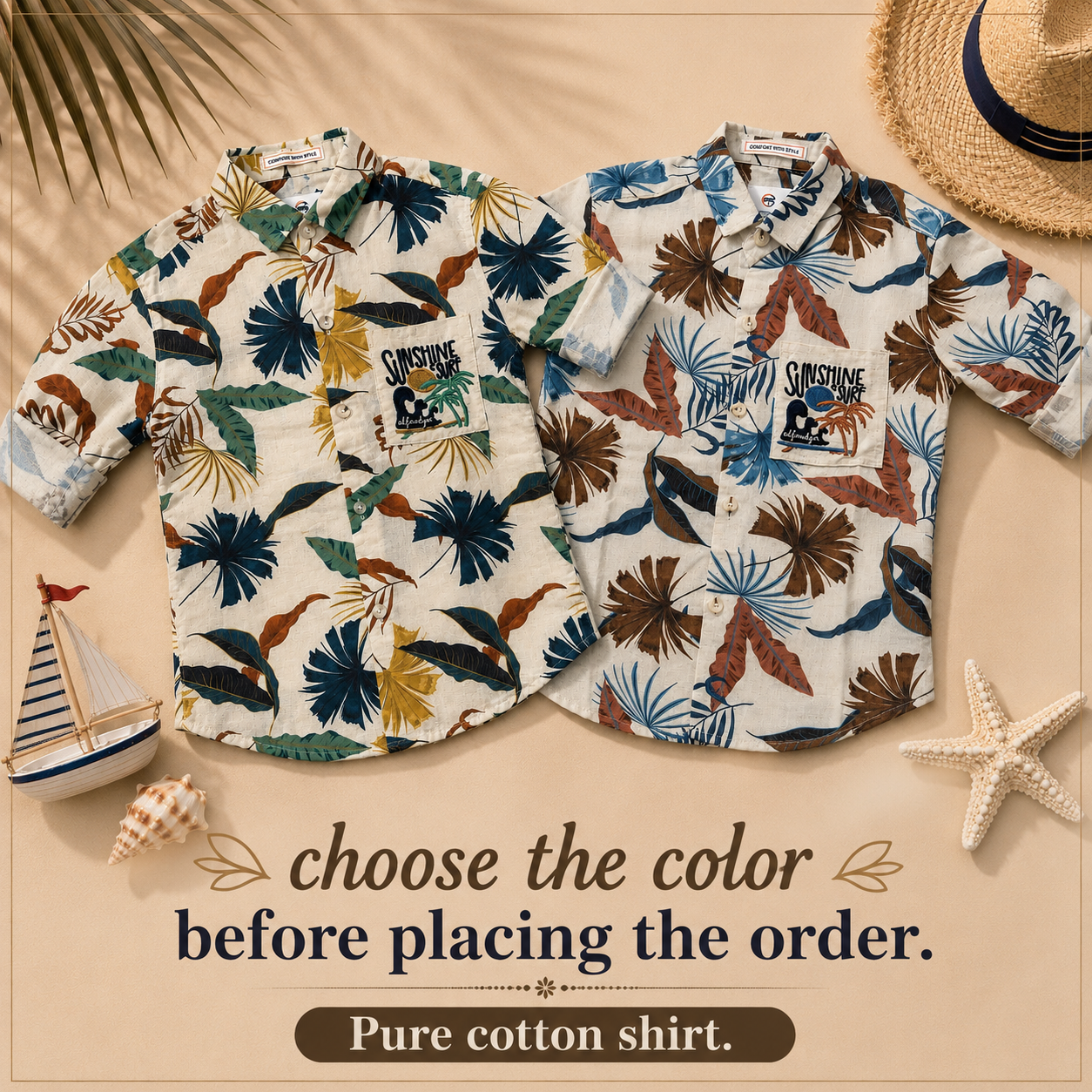 Printed Cotton Shirts - Casual Tropical & Floral Print