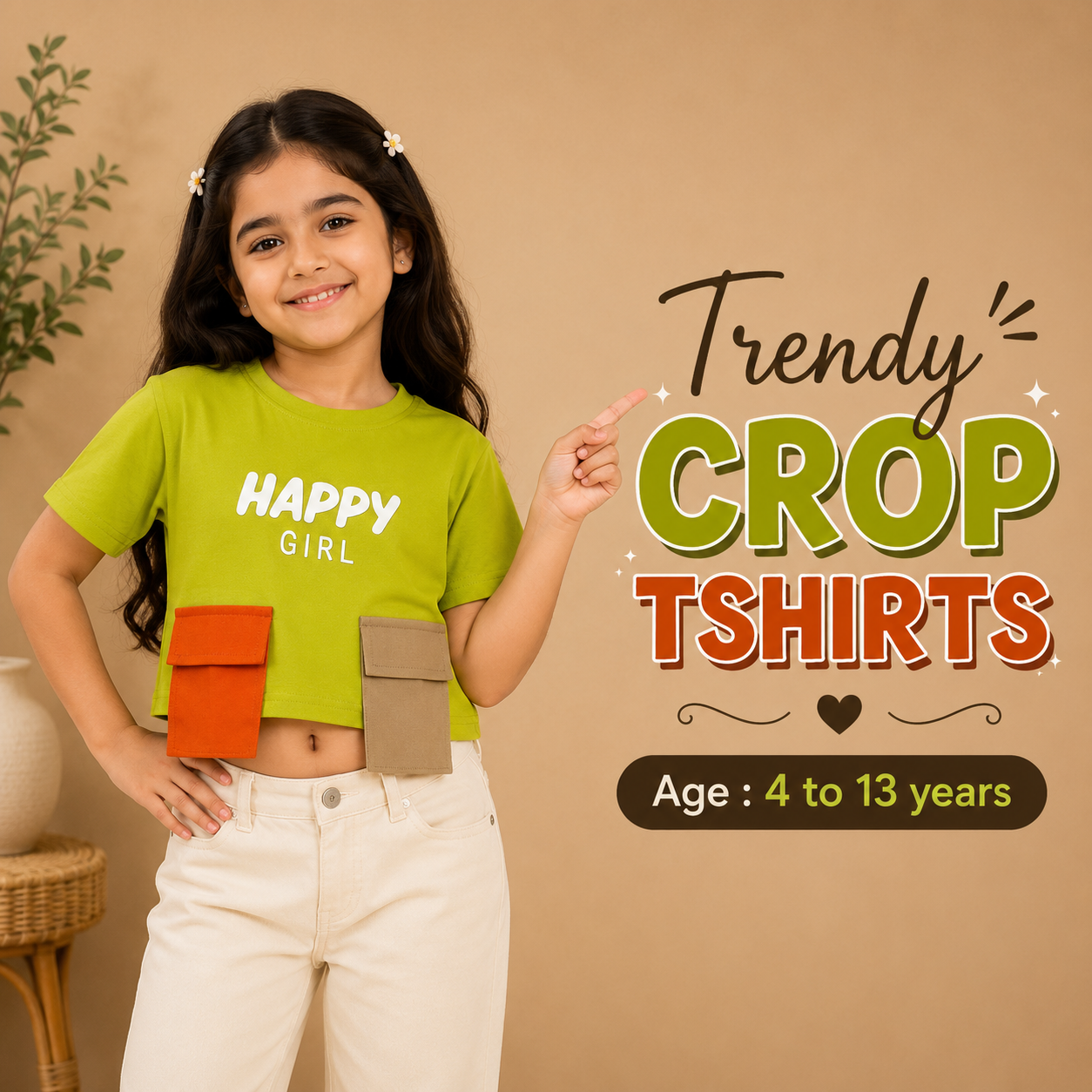 Trendy Crop Multicolour T-shirts