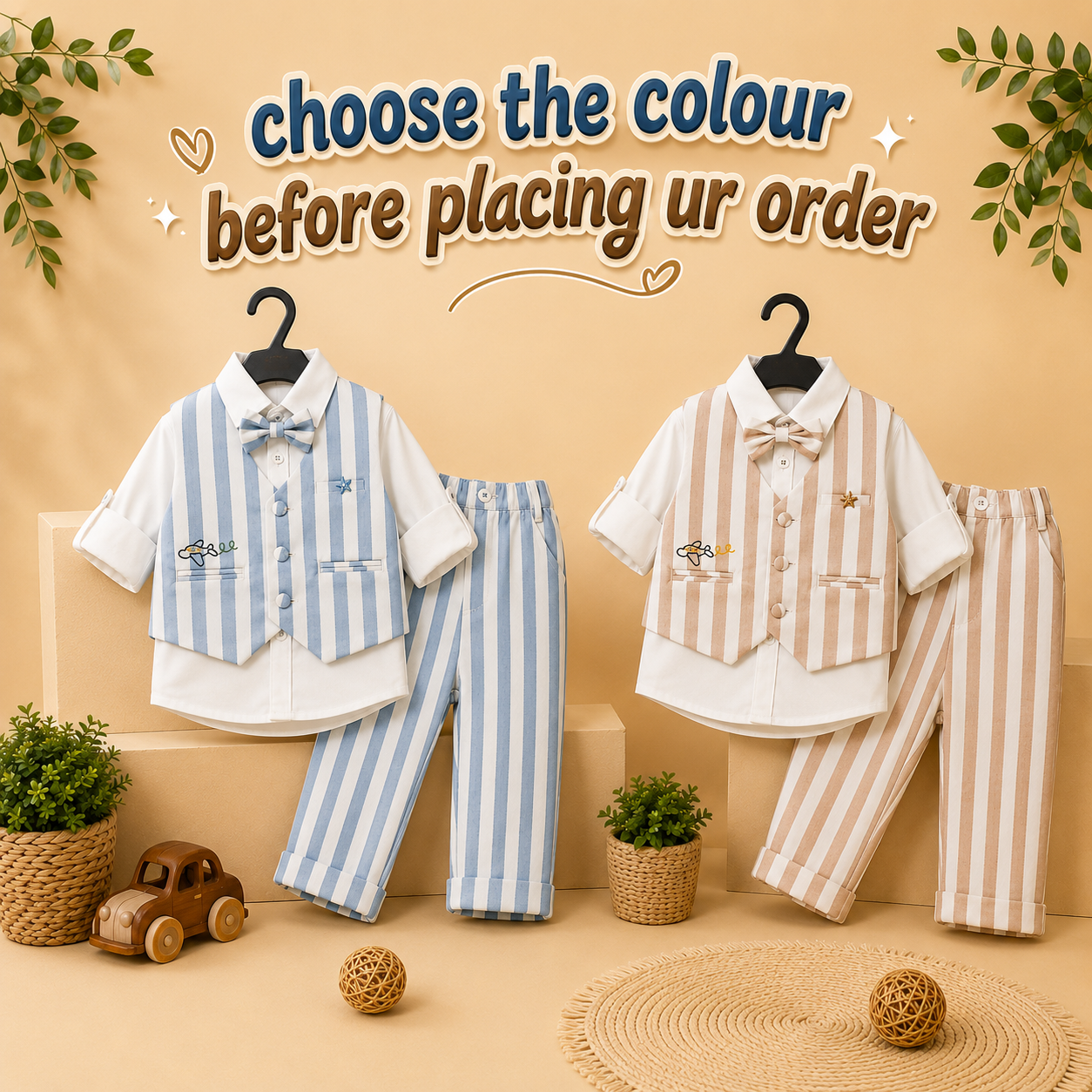 Charming Striped Waistcoat & Trousers Suit