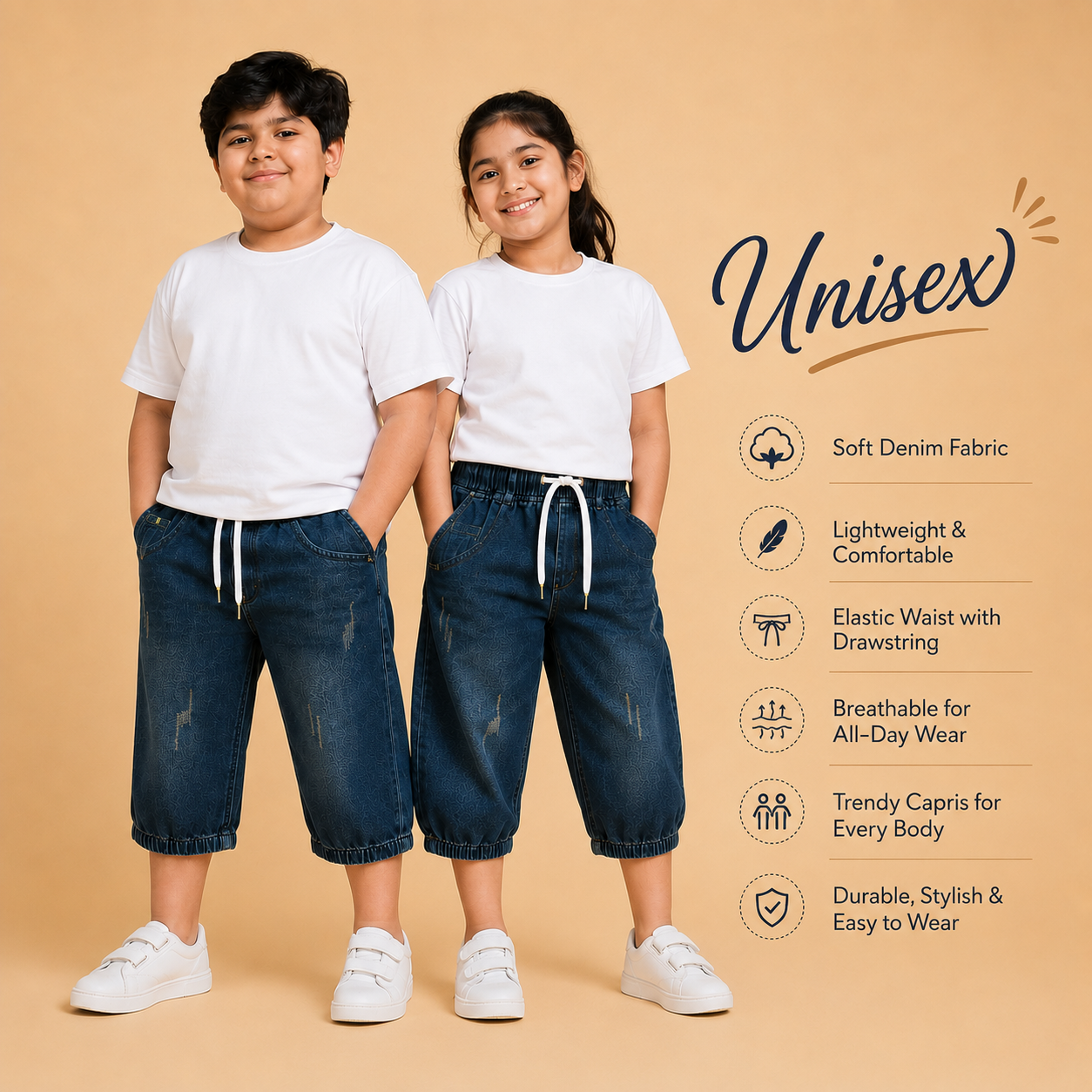 Denim Capri Faded dark blue ( unisex )
