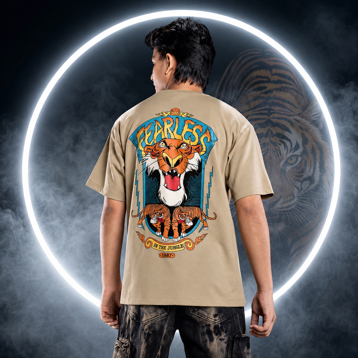 Tiger 'Fearless In The Jungle' Oversized Drop shoulder