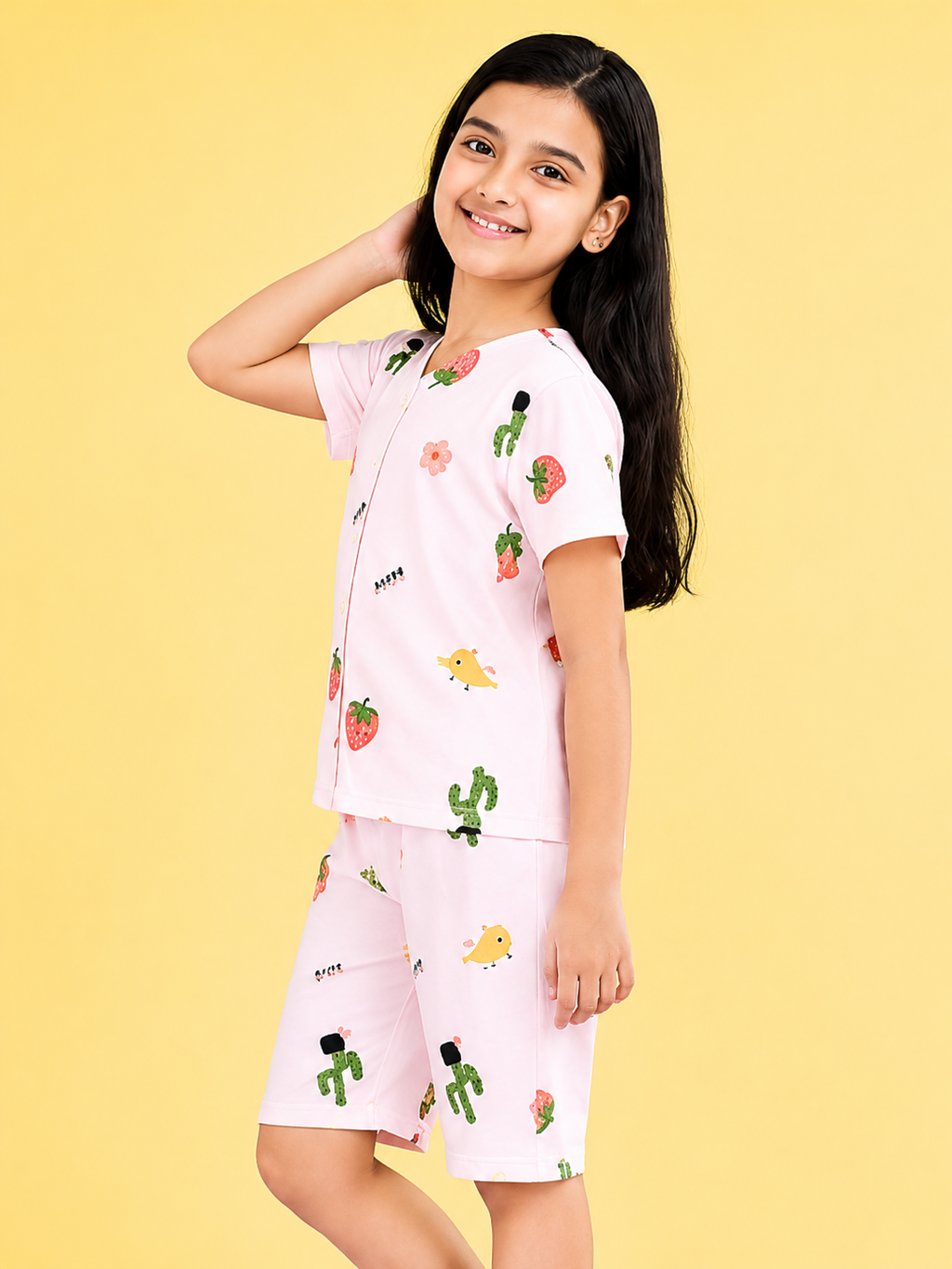 Strawberry & Cactus Print Co-Ord Set for girls