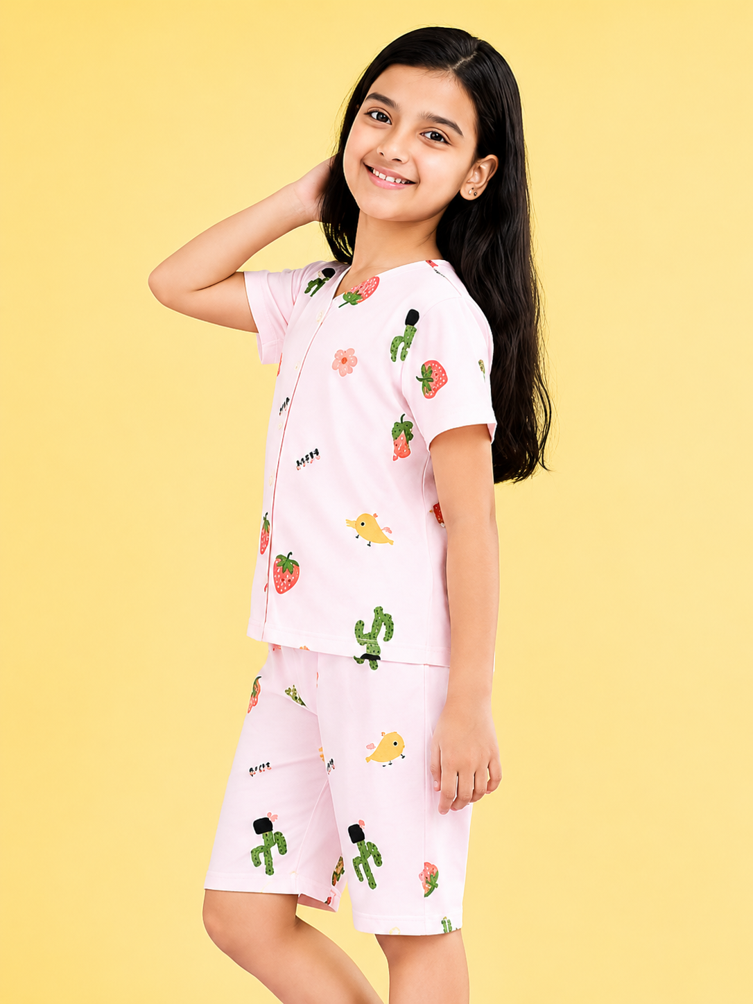 Strawberry & Cactus Print Co-Ord Set for girls