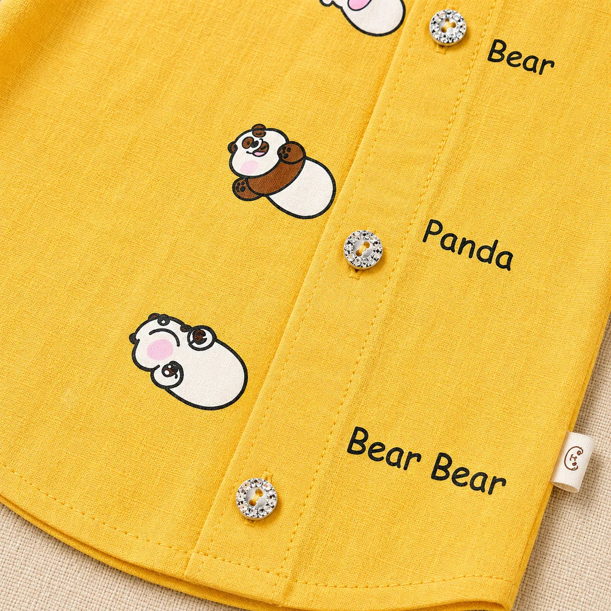 Yellow Half Sleeve Shirt - Bear & Panda Design