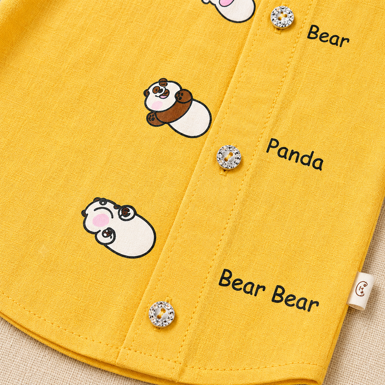 Yellow Half Sleeve Shirt - Bear & Panda Design