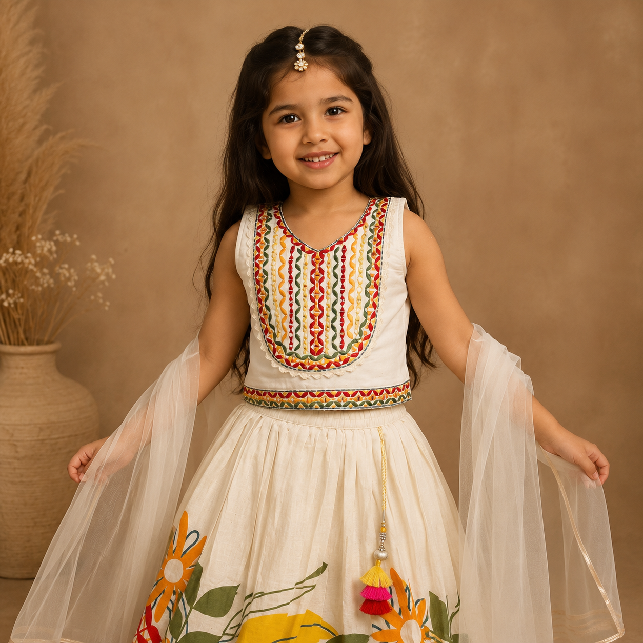 Pure Cotton Ethnicwear -  Crop Top Cream
