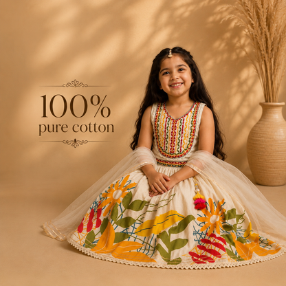 Pure Cotton Ethnicwear -  Crop Top Cream