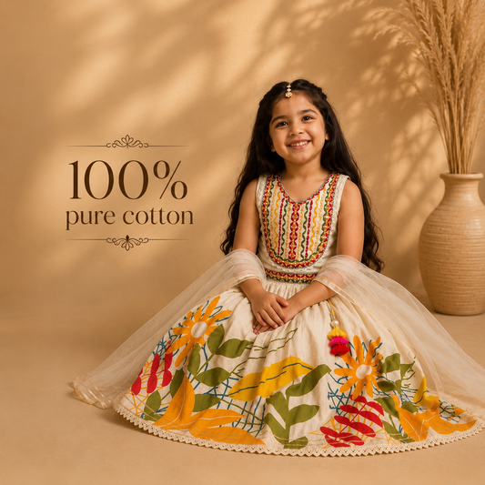 Pure Cotton Ethnicwear -  Crop Top Cream