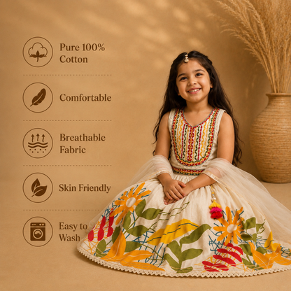 Pure Cotton Ethnicwear -  Crop Top Cream