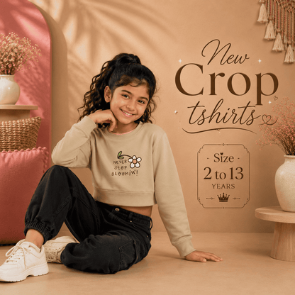 Cream Blommin' Crop Cotton Tshirt