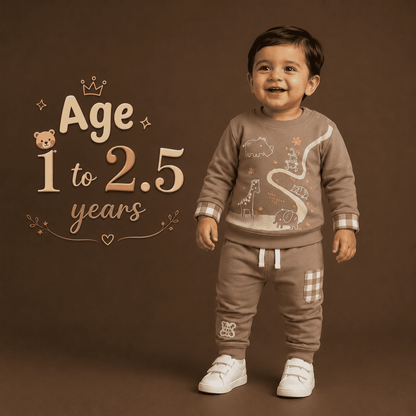 Beige Full sleeve Tee & Pajama Set