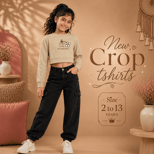Cream Blommin' Crop Cotton Tshirt