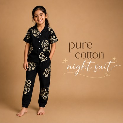Pure Cotton Jaipuri Floral Print Night Suit Full Set