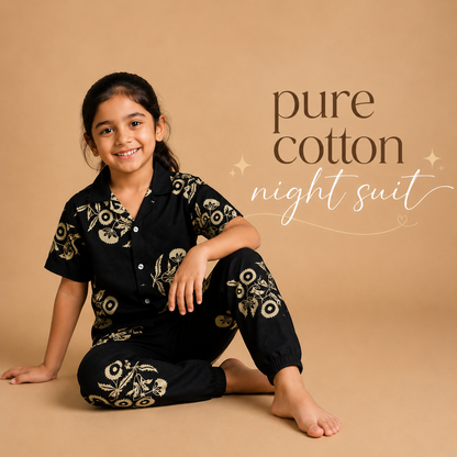 Pure Cotton Jaipuri Floral Print Night Suit Full Set