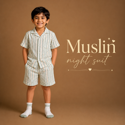 Premium Pure Muslin Night Suit