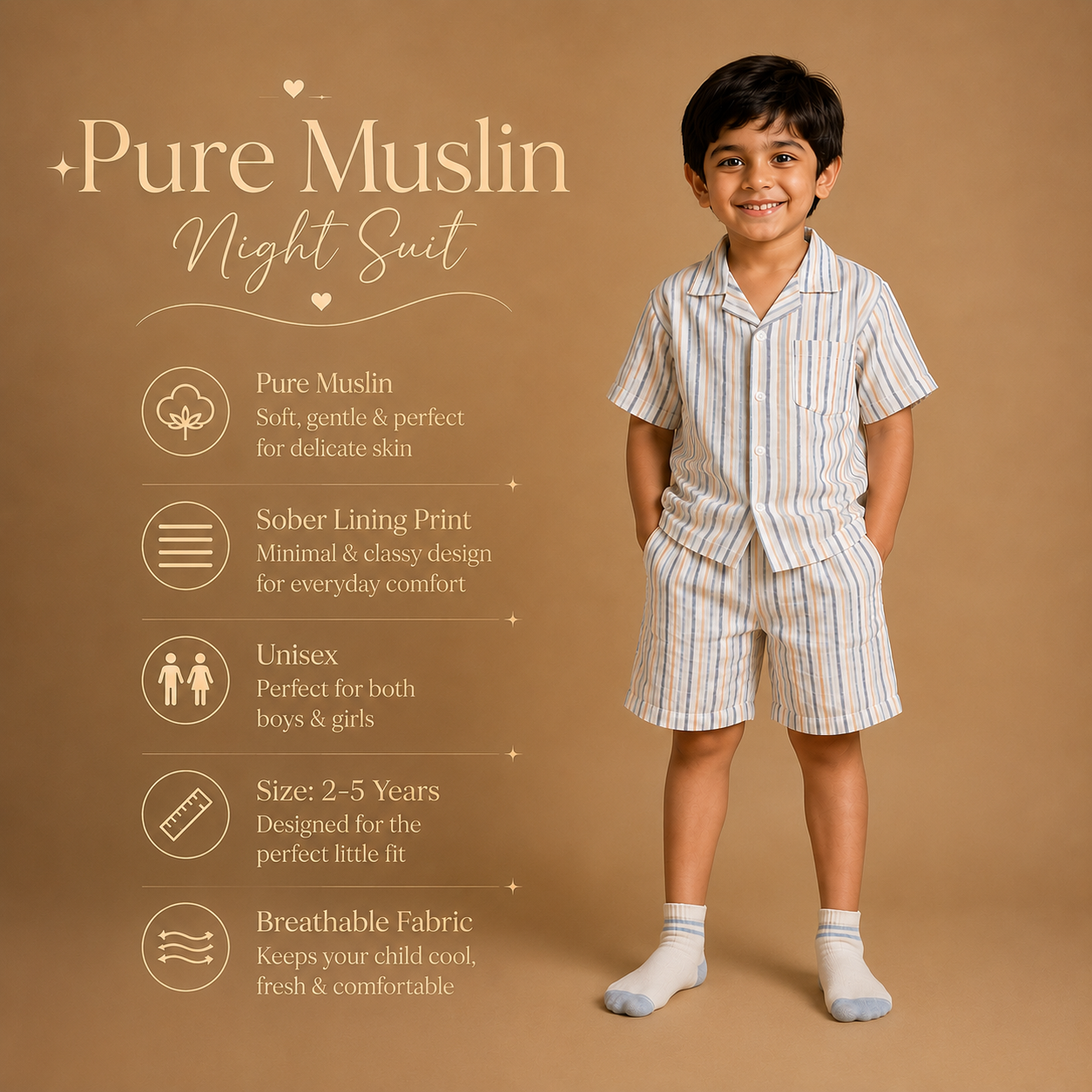 Premium Pure Muslin Night Suit