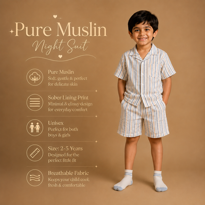 Premium Pure Muslin Night Suit
