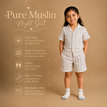 Premium Pure Muslin Night Suit