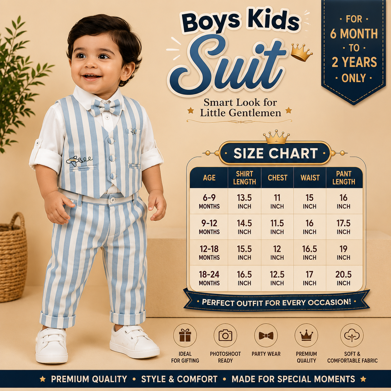 Charming Striped Waistcoat & Trousers Suit