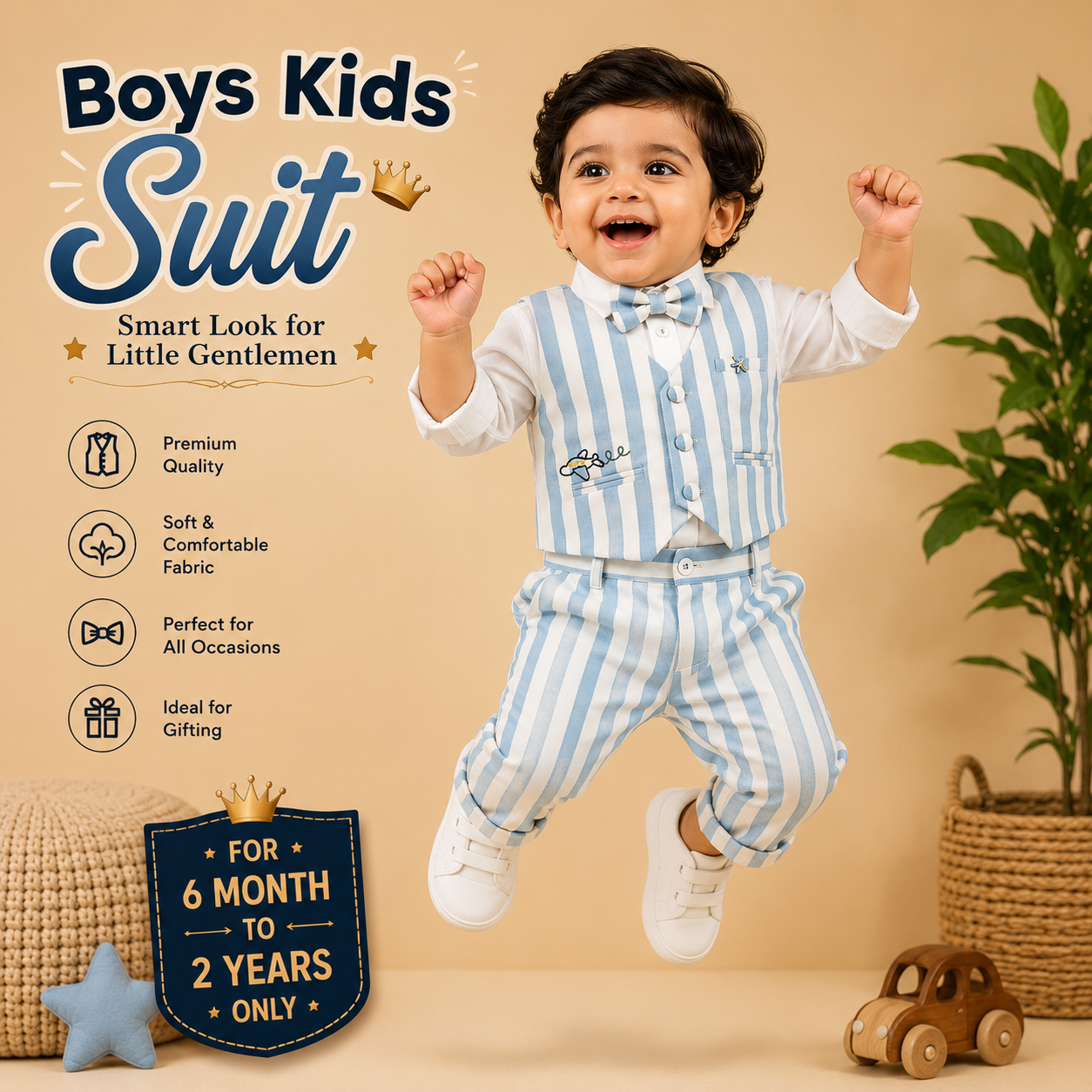 Charming Striped Waistcoat & Trousers Suit