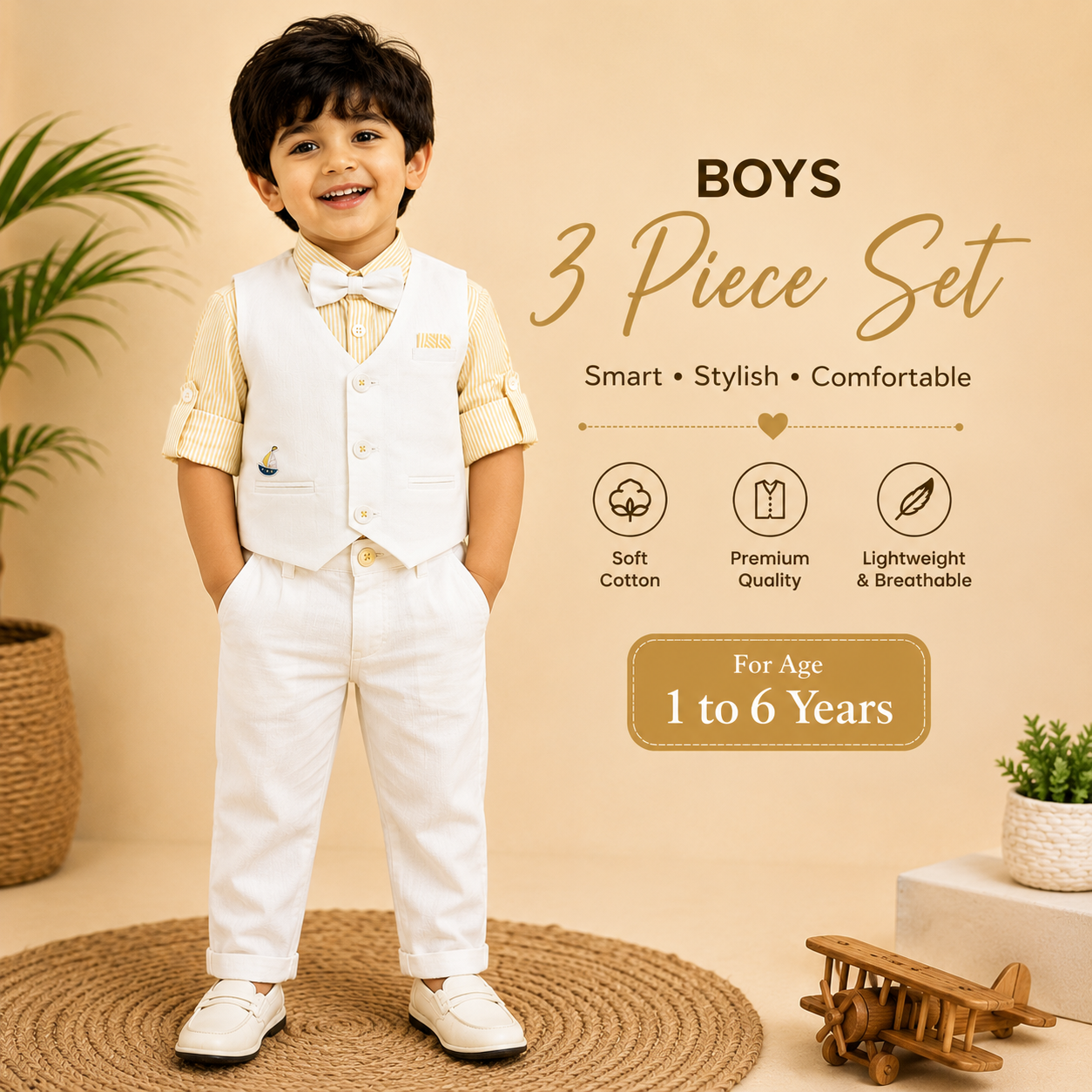 Party Wear Suit Set - Ocean Blue & White⁠
