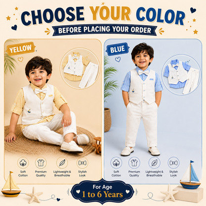 Party Wear Suit Set - Ocean Blue & White⁠