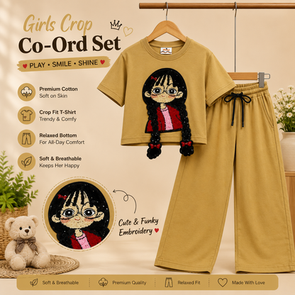 Trendy Girls Crop Top & Wide-Leg Co-ord Set