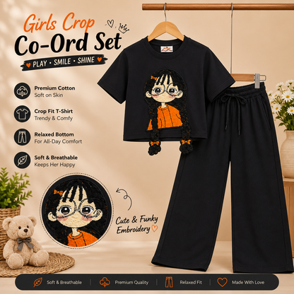 Trendy Girls Crop Top & Wide-Leg Co-ord Set