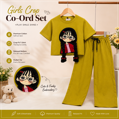 Trendy Girls Crop Top & Wide-Leg Co-ord Set