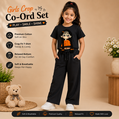 Trendy Girls Crop Top & Wide-Leg Co-ord Set
