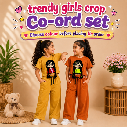 Trendy Girls Crop Top & Wide-Leg Co-ord Set