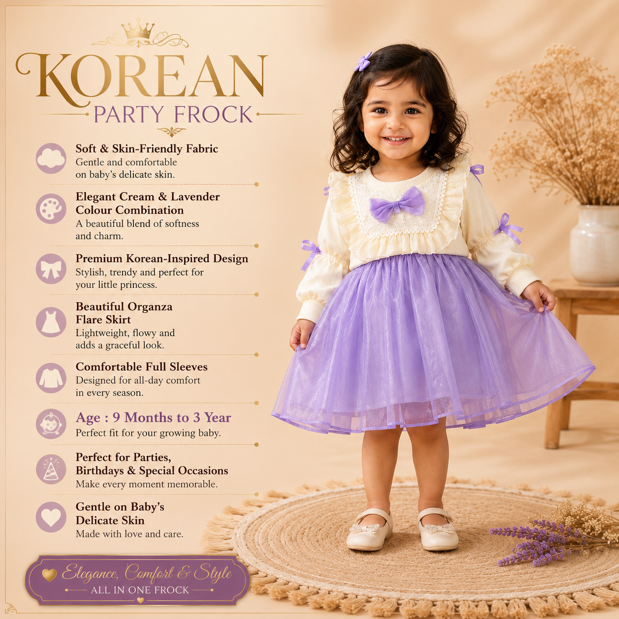 Cute Korean Party Wear Shimmer Net Frock