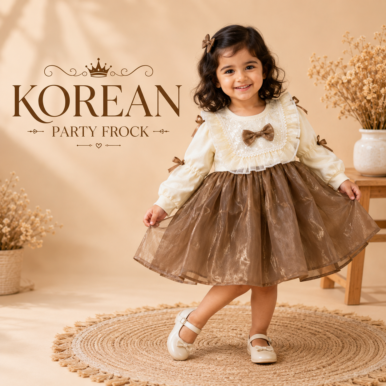 Cute Korean Party Wear Shimmer Net Frock