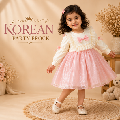Cute Korean Party Wear Shimmer Net Frock