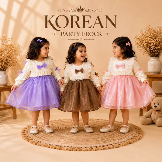 Cute Korean Party Wear Shimmer Net Frock