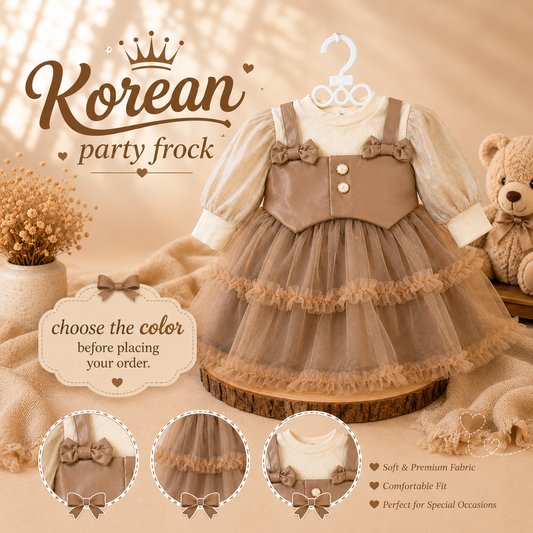 Cute Korean Party Wear Shimmer Net Frock