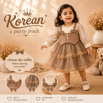 Cute Korean Party Wear Shimmer Net Frock