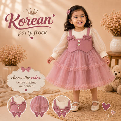 Cute Korean Party Wear Shimmer Net Frock