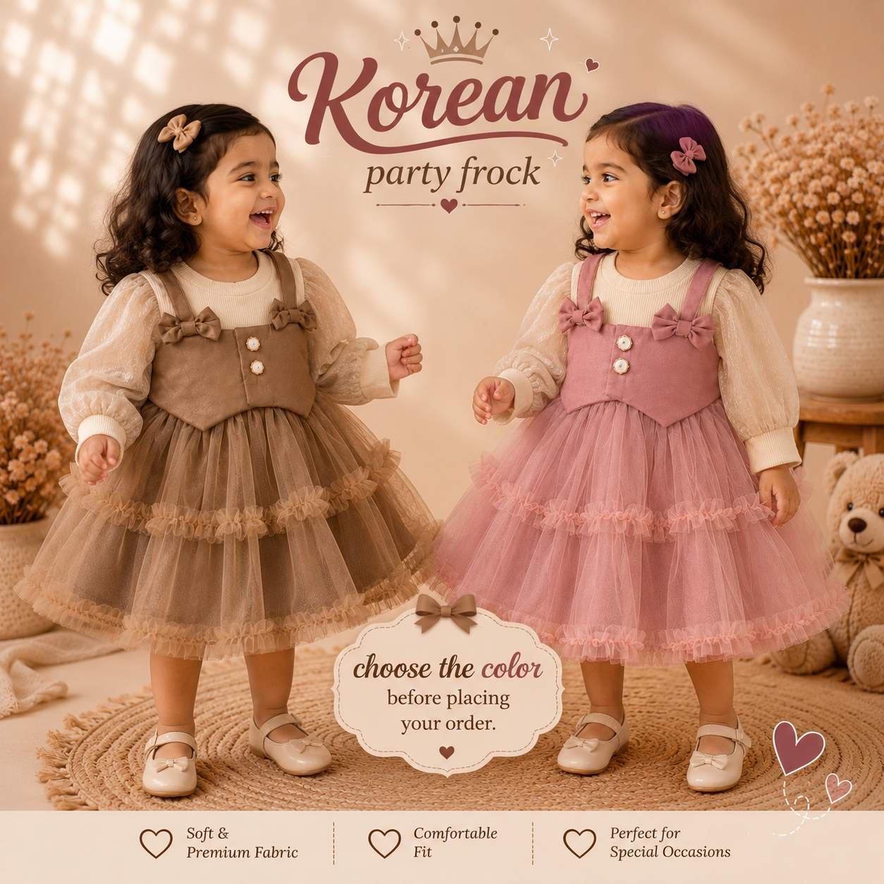 Cute Korean Party Wear Shimmer Net Frock