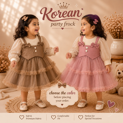 Cute Korean Party Wear Shimmer Net Frock