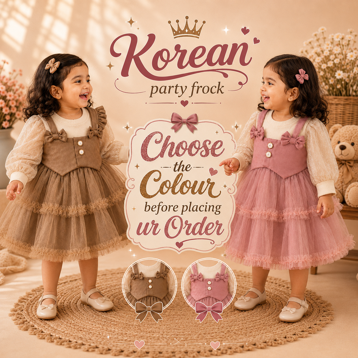 Cute Korean Party Wear Shimmer Net Frock