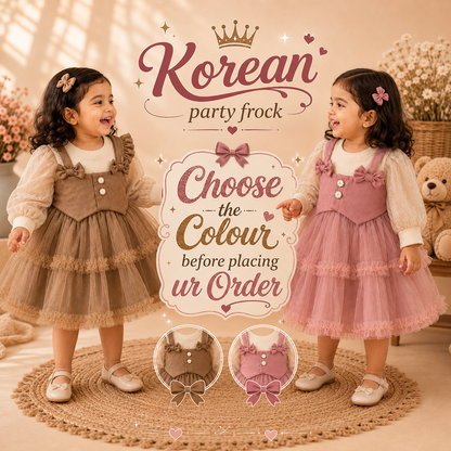 Cute Korean Party Wear Shimmer Net Frock