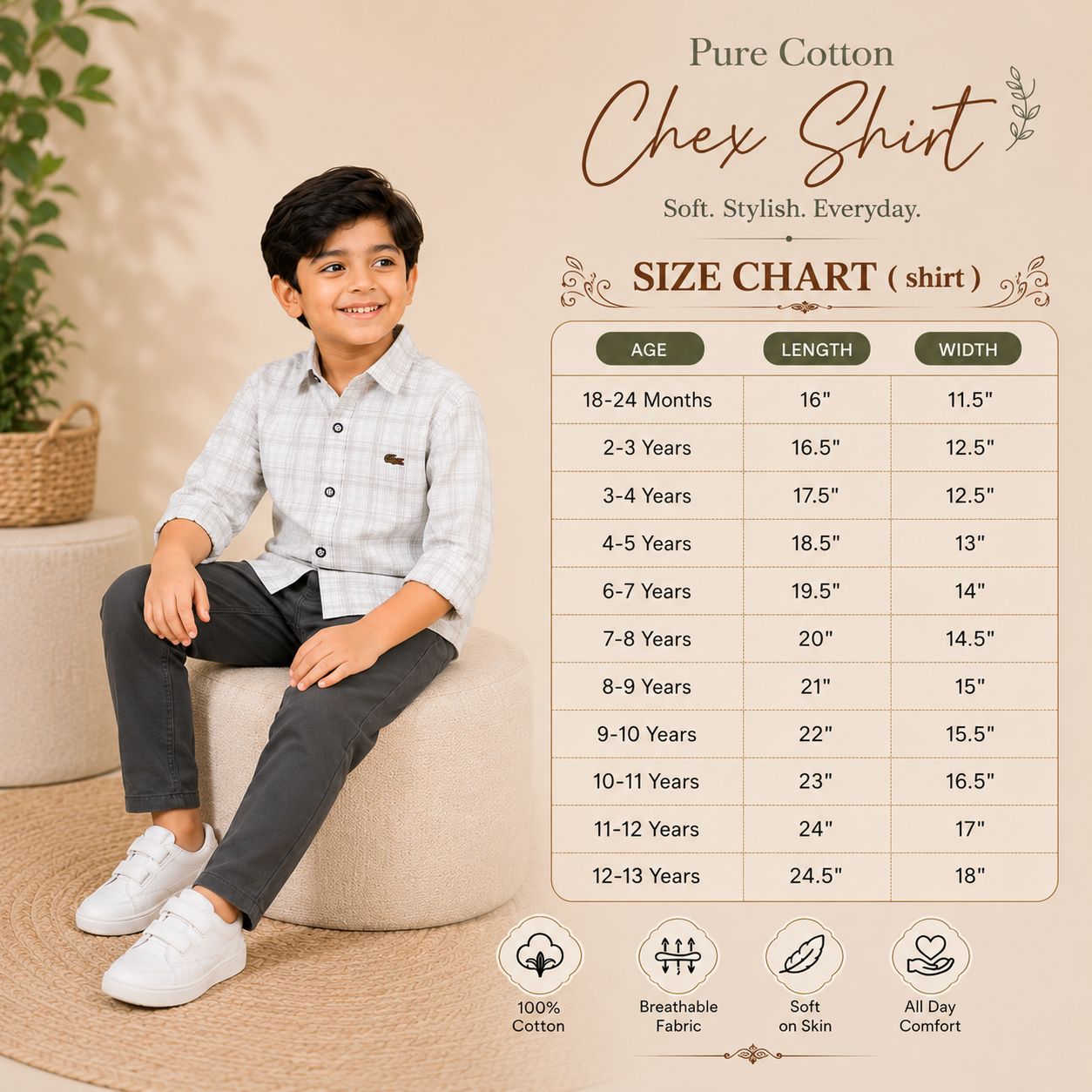 Pure Cotton Chex Shirts