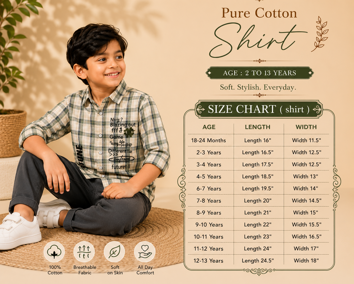 Pure Cotton Faded Chex Shirts