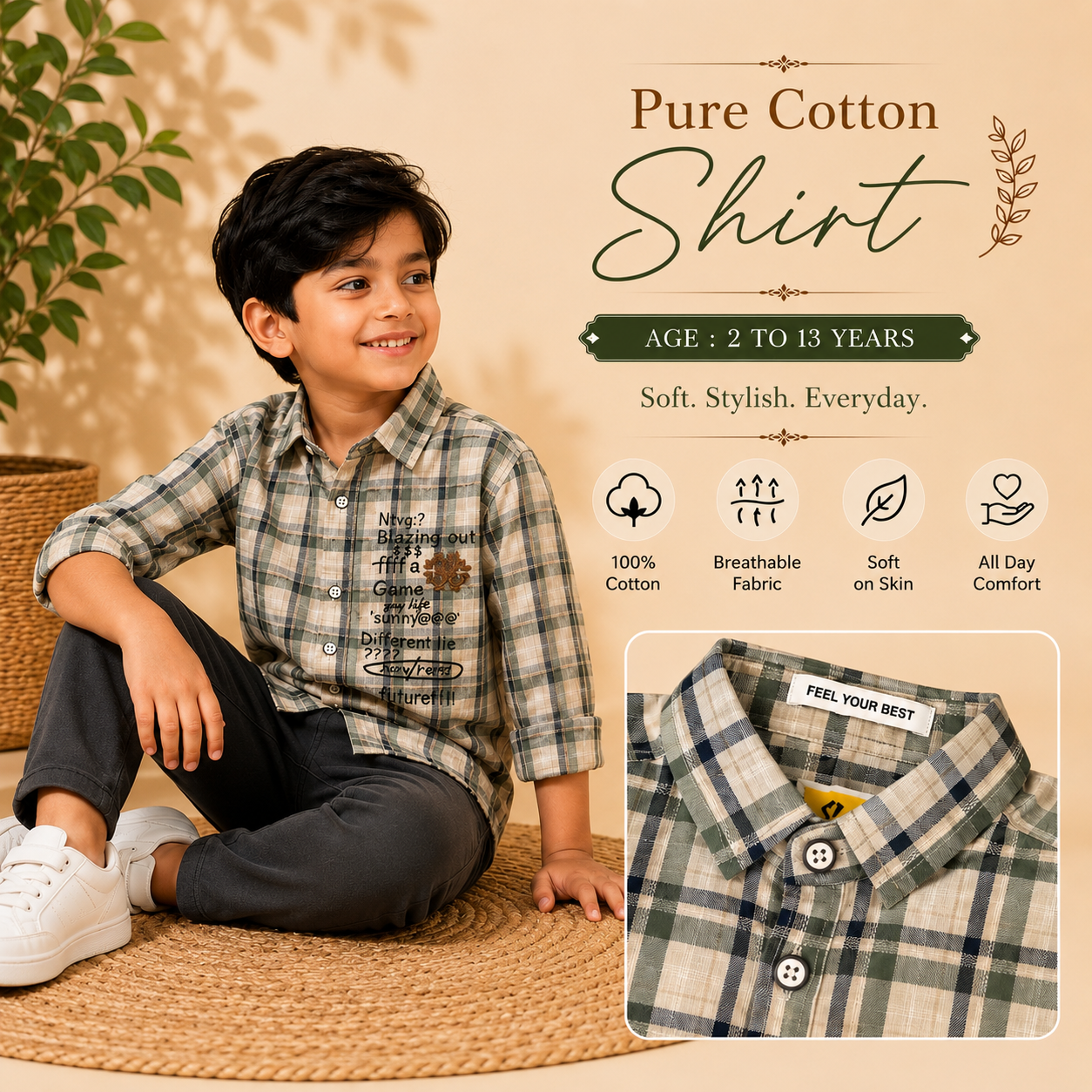 Pure Cotton Faded Chex Shirts