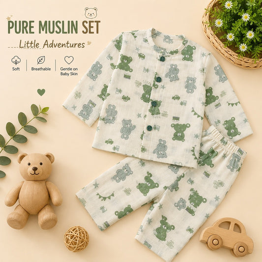 Pure Muslin Printed Set - Pista