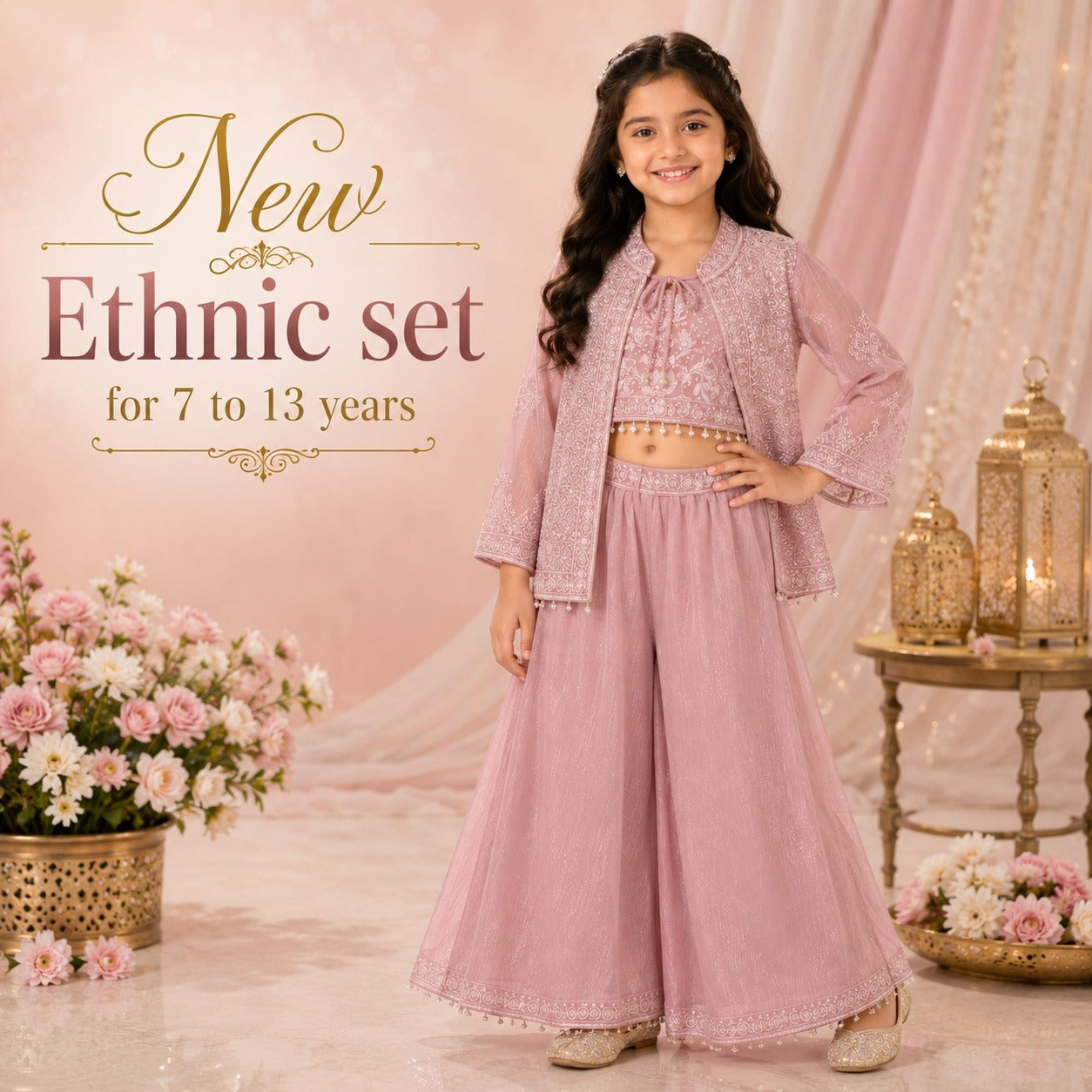 3 Piece Set Ethnic set - Dusty Pink