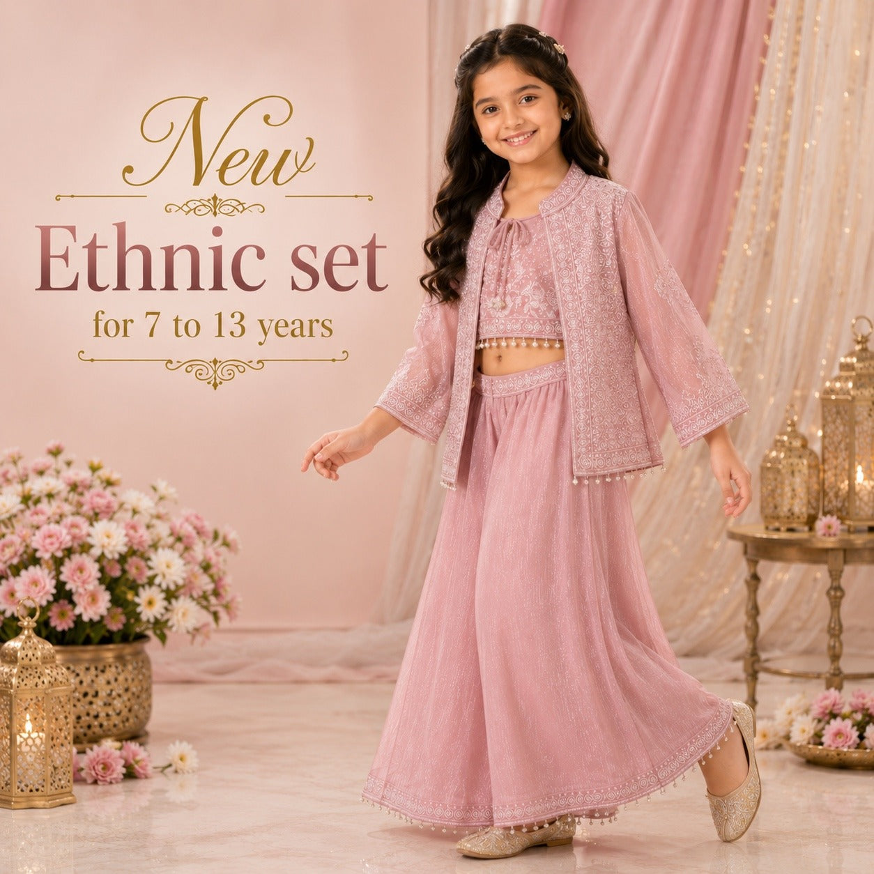 3 Piece Set Ethnic set - Dusty Pink