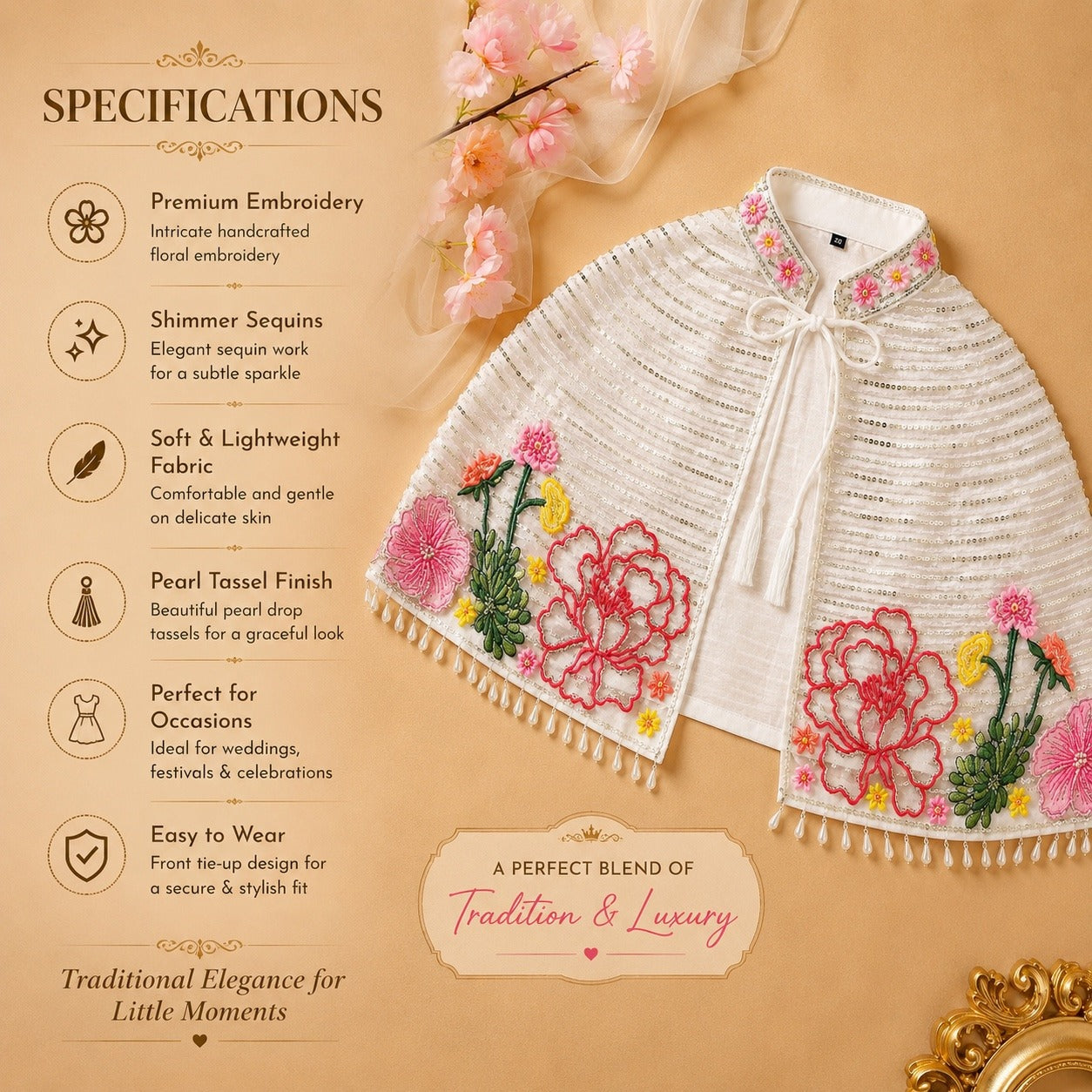 Ethnic Floral Embroidered Palazzo Set - White